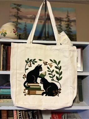Charming artisan, embroidered canvas tote bag